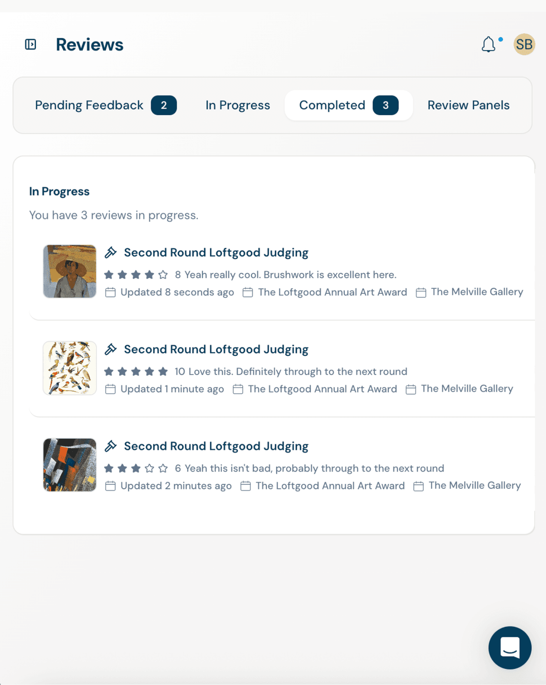 Reviews - Pending and Completed