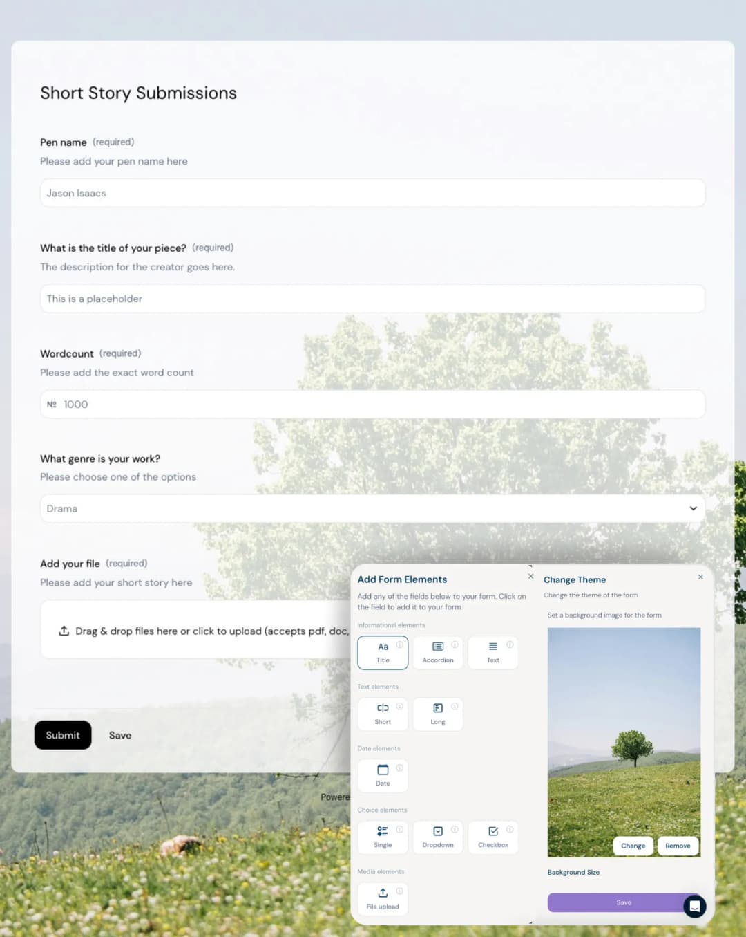 Creating streamlined submission forms