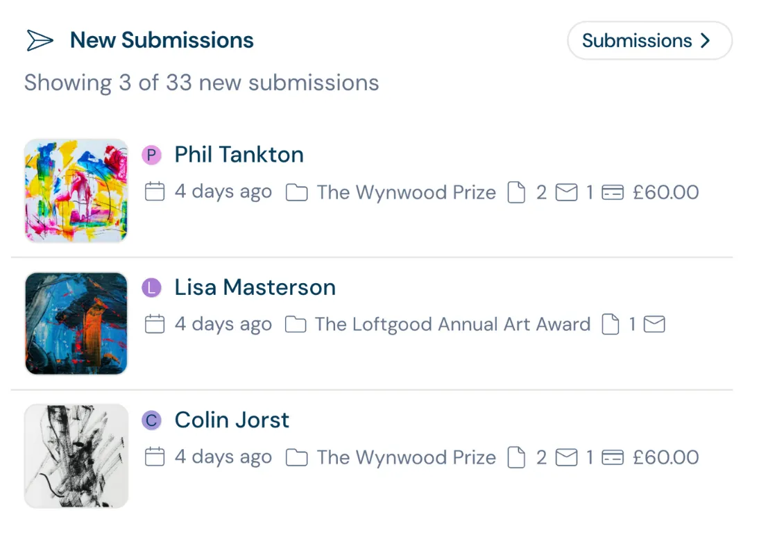 Exported submissions and reporting view